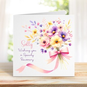 Ich wünsche Ihnen eine schnelle Genesungskarte, Get Well Bald-Karte, Wohlfühlkarte, Genesungskarte, und denke an Sie, Blumenstrauß-Karte