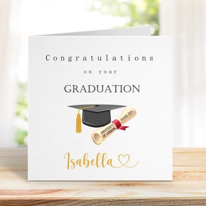 Congratulazioni per la tua laurea. Biglietto di laurea personalizzato, Biglietto di laurea per lui/lei, Biglietto per festeggiare la laurea universitaria.