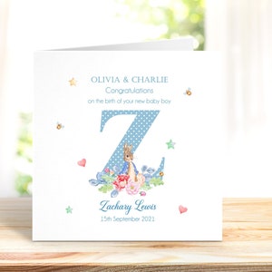 Gefeliciteerd met de geboorte van je nieuwe zoontje. Welkom bij het geboortekaartje van de wereld. Pasgeboren Peter Rabbit Card.