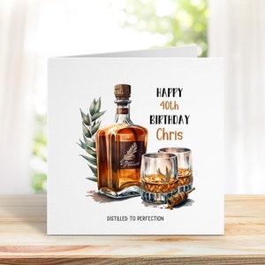 Personalisierte Happy Birthday Whisky Karte. Personalisierte Whisky Geburtstagskarte. Destilliert zur Perfektion Karte.