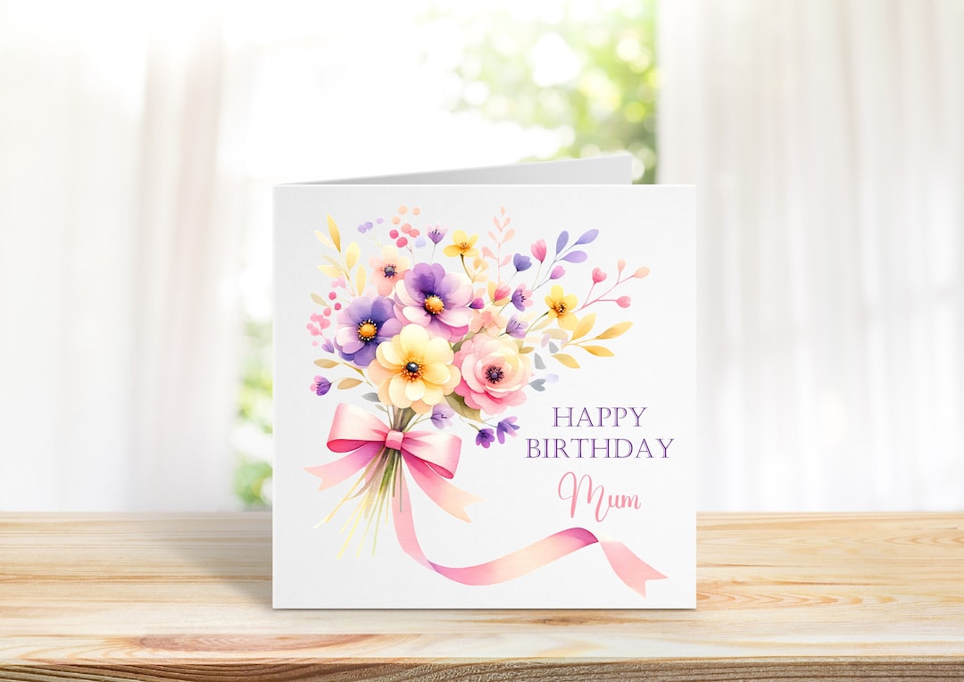 Personalised Floral Happy Birthday Greeting Card, Beautiful Floral Card ...