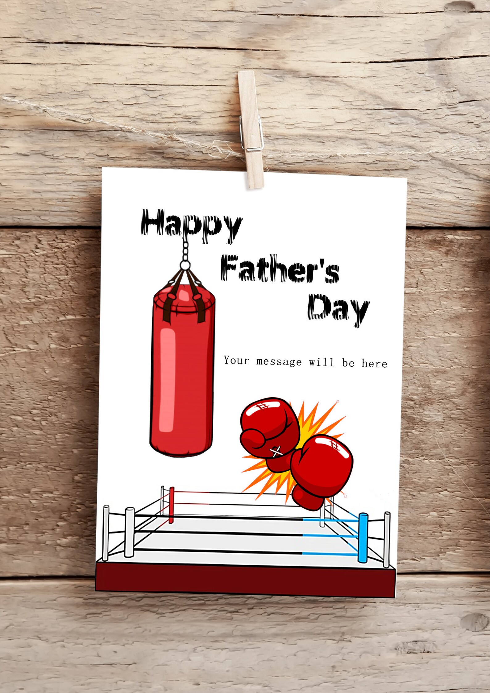 Happy Father's Day boxing card Customisable boxing Etsy