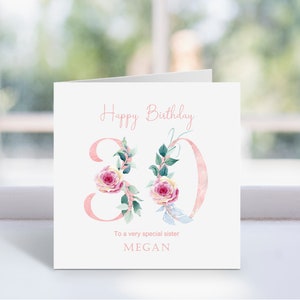 Gepersonaliseerde bloemennummer gelukkige verjaardagswenskaart, roze bloemen 30, 31, 32, 33, 34, 35, 36, 37, 38, 39 verjaardagskaart, mooie bloemen.