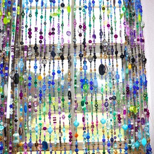 38 Strands Peacock Color Beaded Curtain 36 Inches long 38 Strands Purple, Green, Turquoise, Blue and Gold