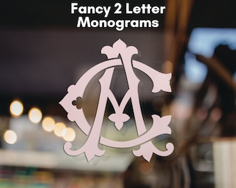 2 Letter Monogram Vinyl Decal, Initials Decal, Fancy Car Decal, Gift for Her, 2 Letter Monogram Font , Sticker for Phone , Laptop Monogram