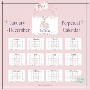 Printable Perpetual Calendar - Pink Editable Birthday Calendar for ...