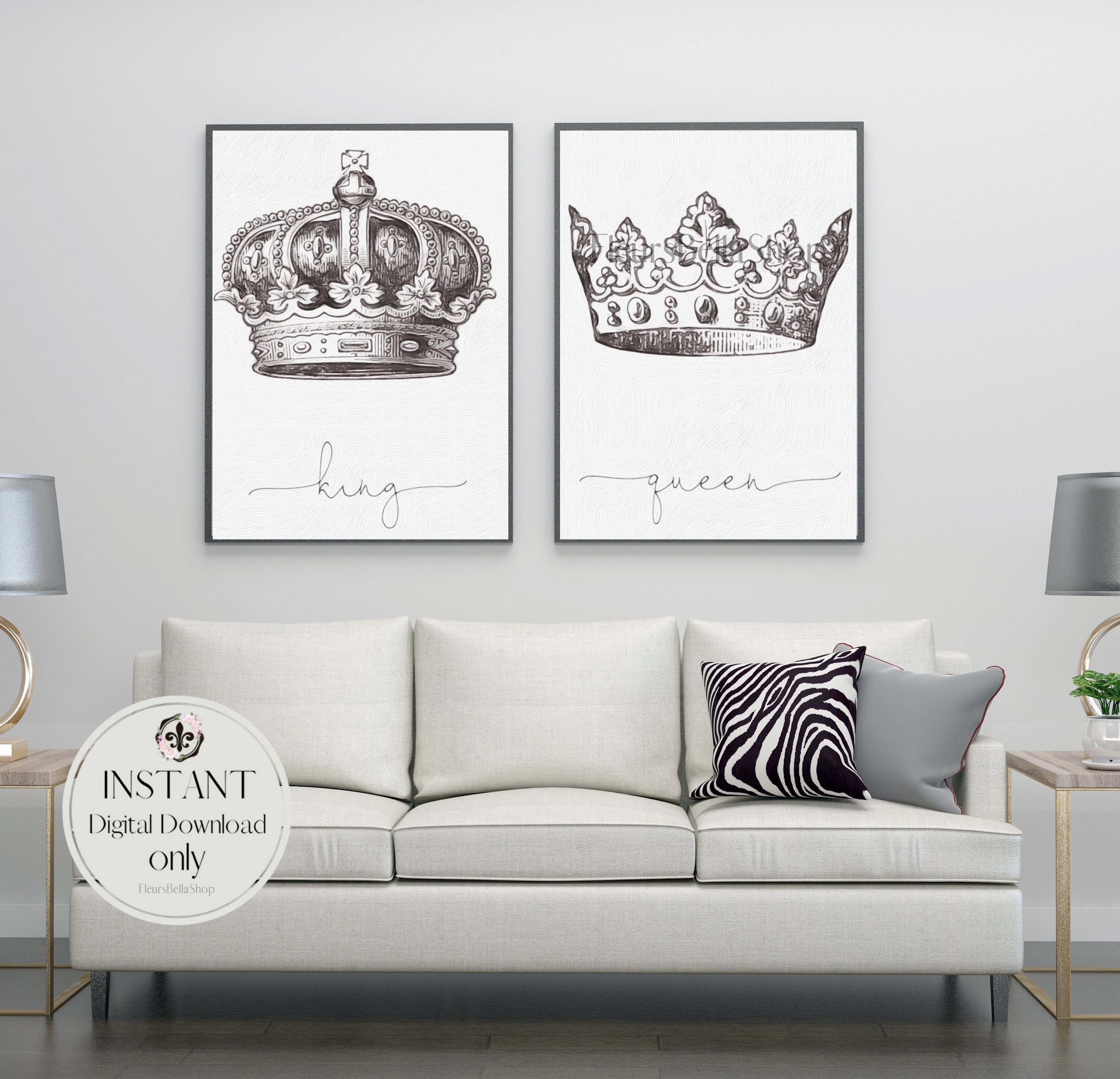 King and Queen Poster Queen Crown King Crown Mr and Mrs - Etsy