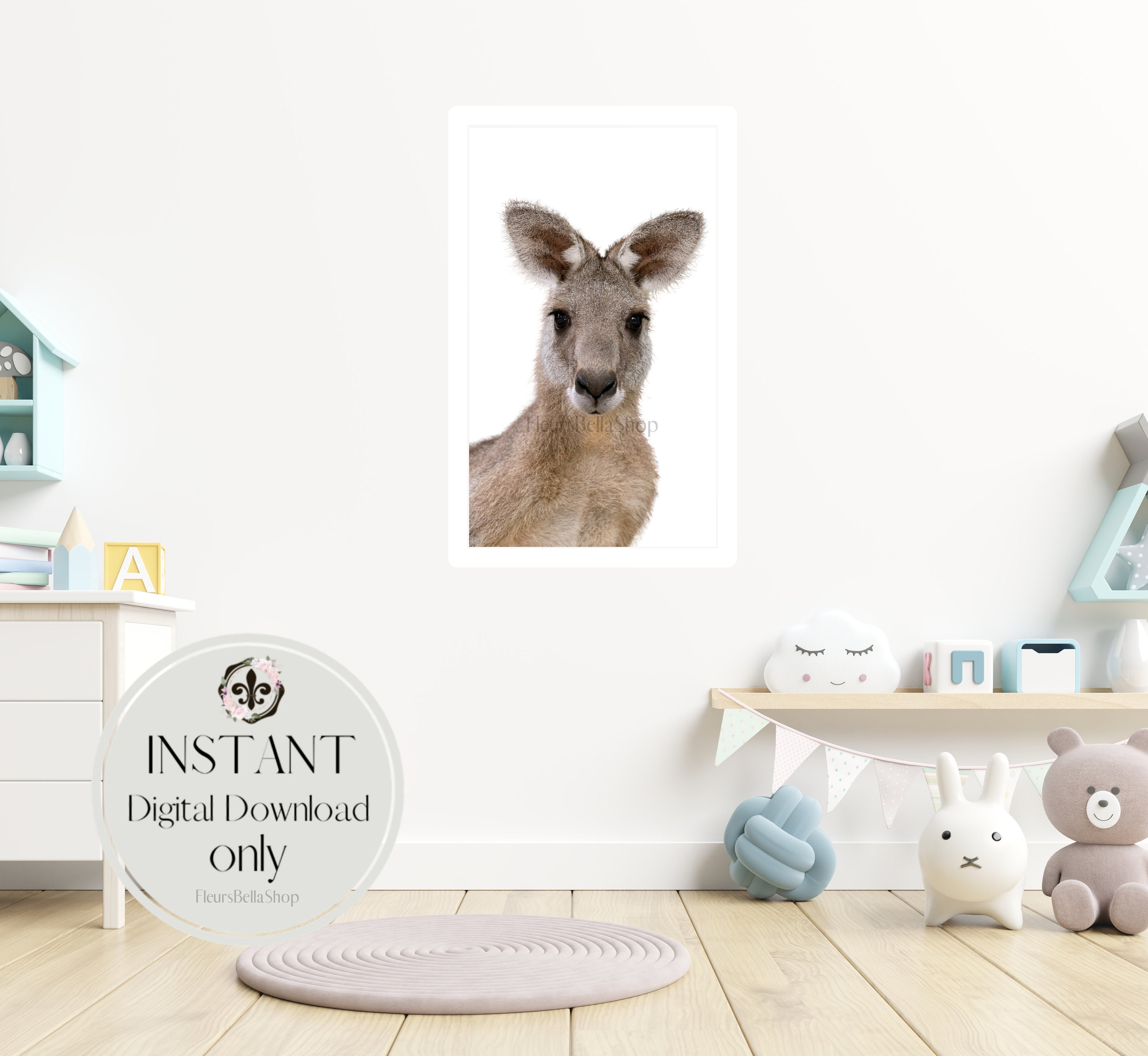 Kangaroo Print Nursery Decor Australian Animal Wall Art Etsy