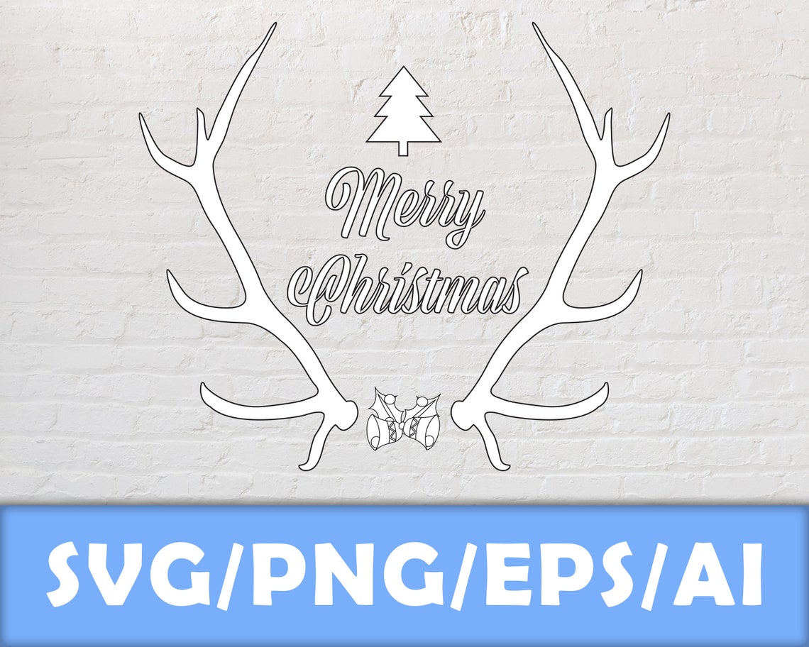 Download Merry Christmas Reindeer Antlers SVG | Etsy