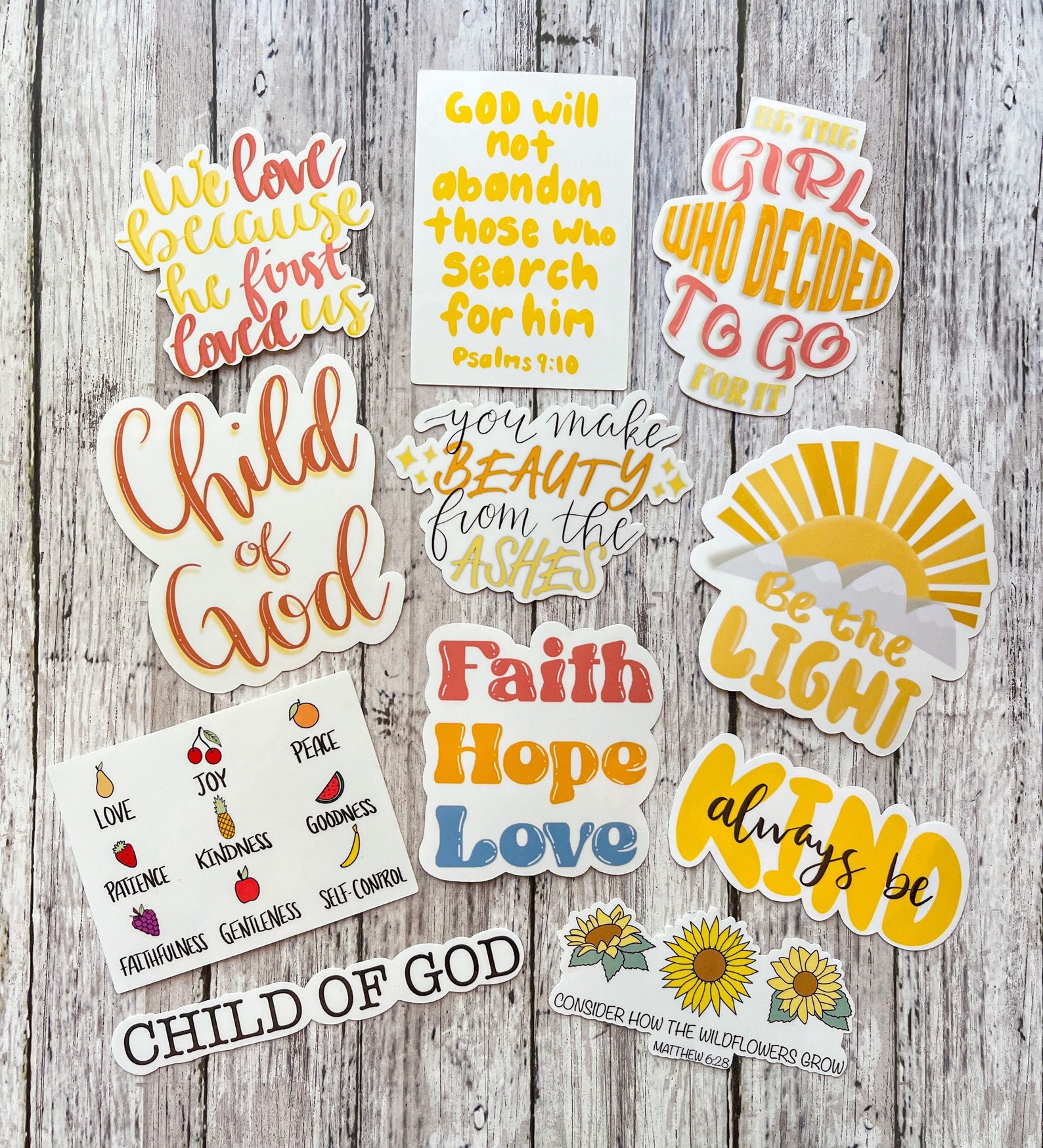 Faith Sticker Pack 11 Waterproof Stickers Faith Christian Etsy