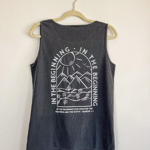 Genesis 1:1 Mountain Scene Tank Top - Comfort Colors Christian Tank