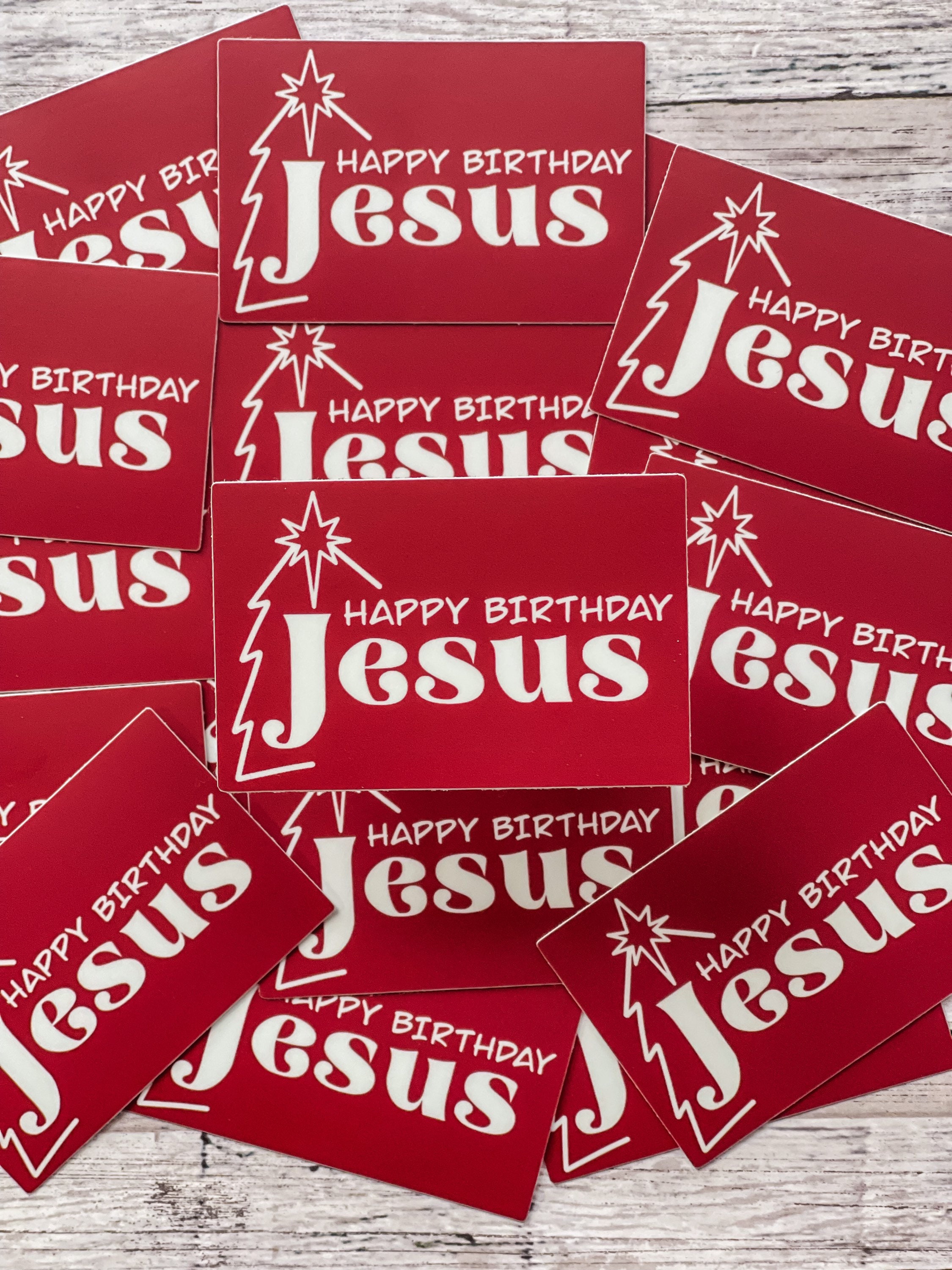 Happy Birthday Jesus Sticker: Waterproof Vinyl Christmas Decal