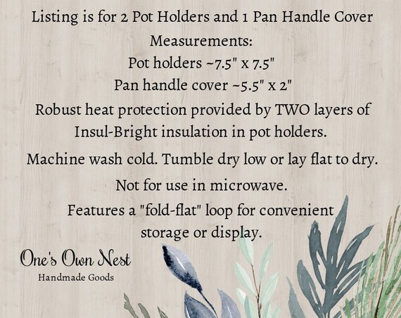3PC Set Handmade Pot Holders & Pan Handle Cover Handmade Hot Pad Skillet  Sock Potholders Koala Bear Floral Cute Potholders Navy 