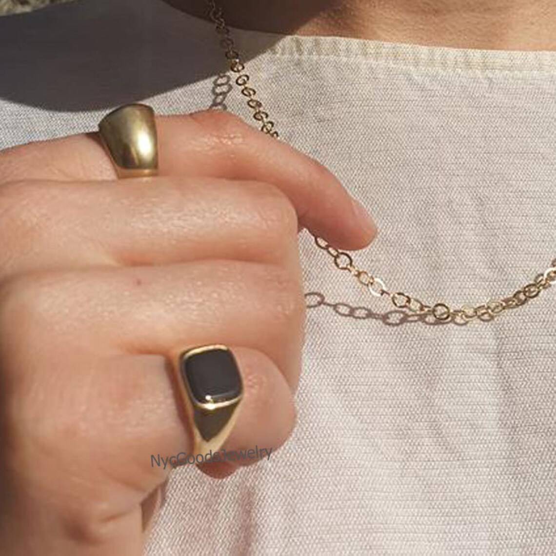 Natural Black Onyx Vintage Ring Statement Ring Women Etsy UK