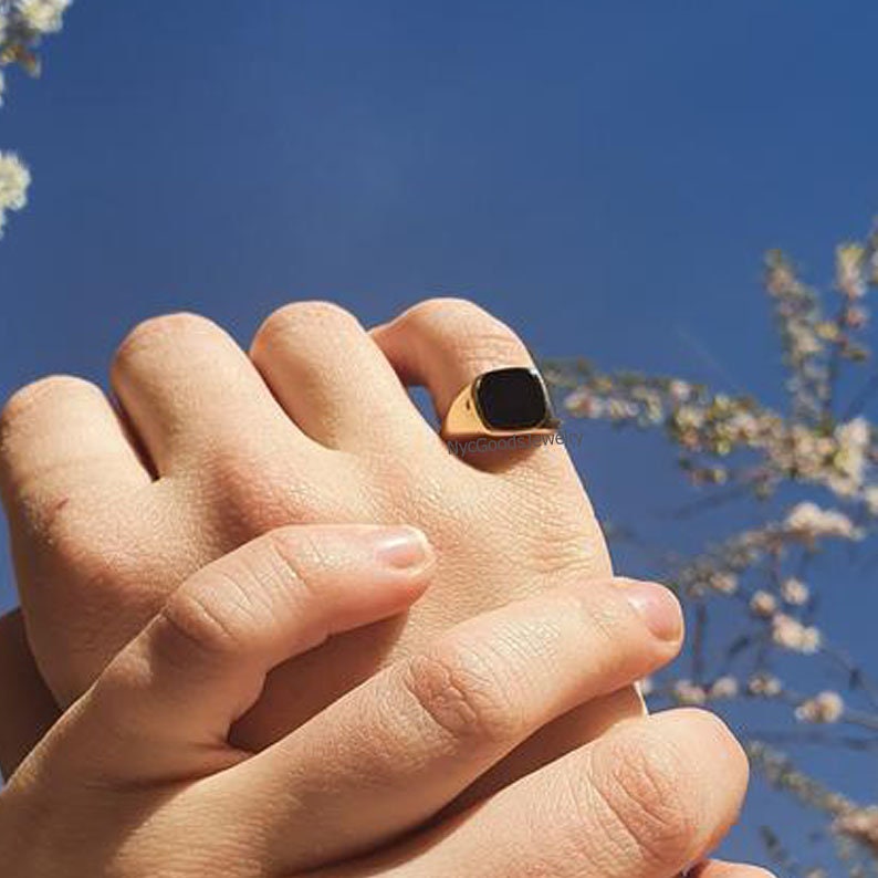 Natural Black Onyx Vintage Ring Statement Ring Women Etsy UK