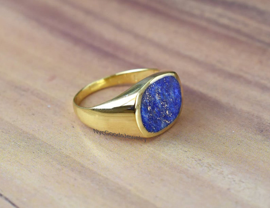 Genuine Lapis Lazuli Gemstone Ring for Men Lapis Etsy