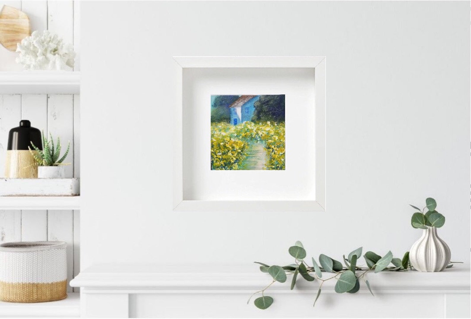 Landscape With a House Painting Original Art Flowers Painting Etsy