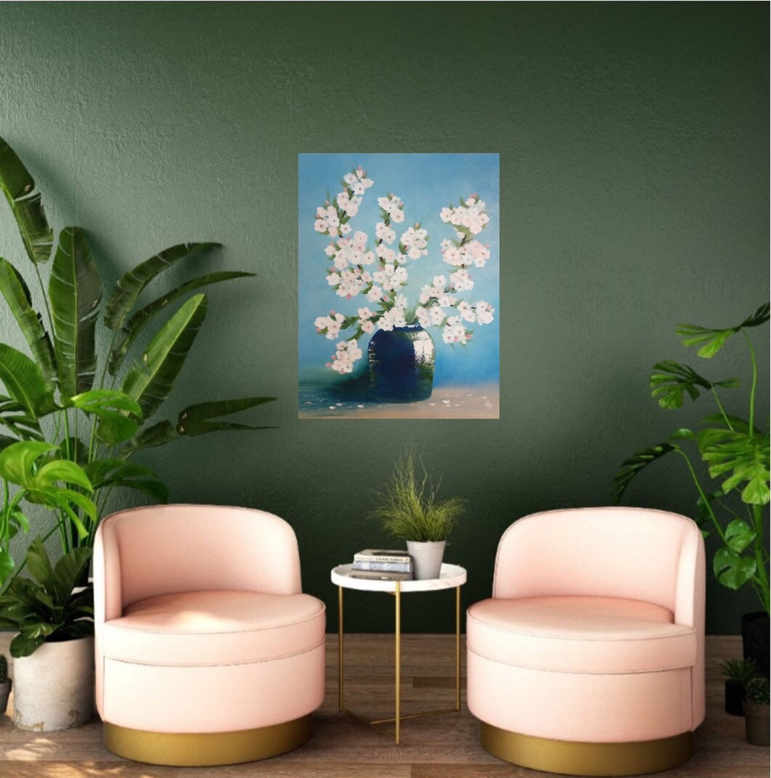 Apple Blossom Painting Floral Original Art Flowers in a Vase | Etsy