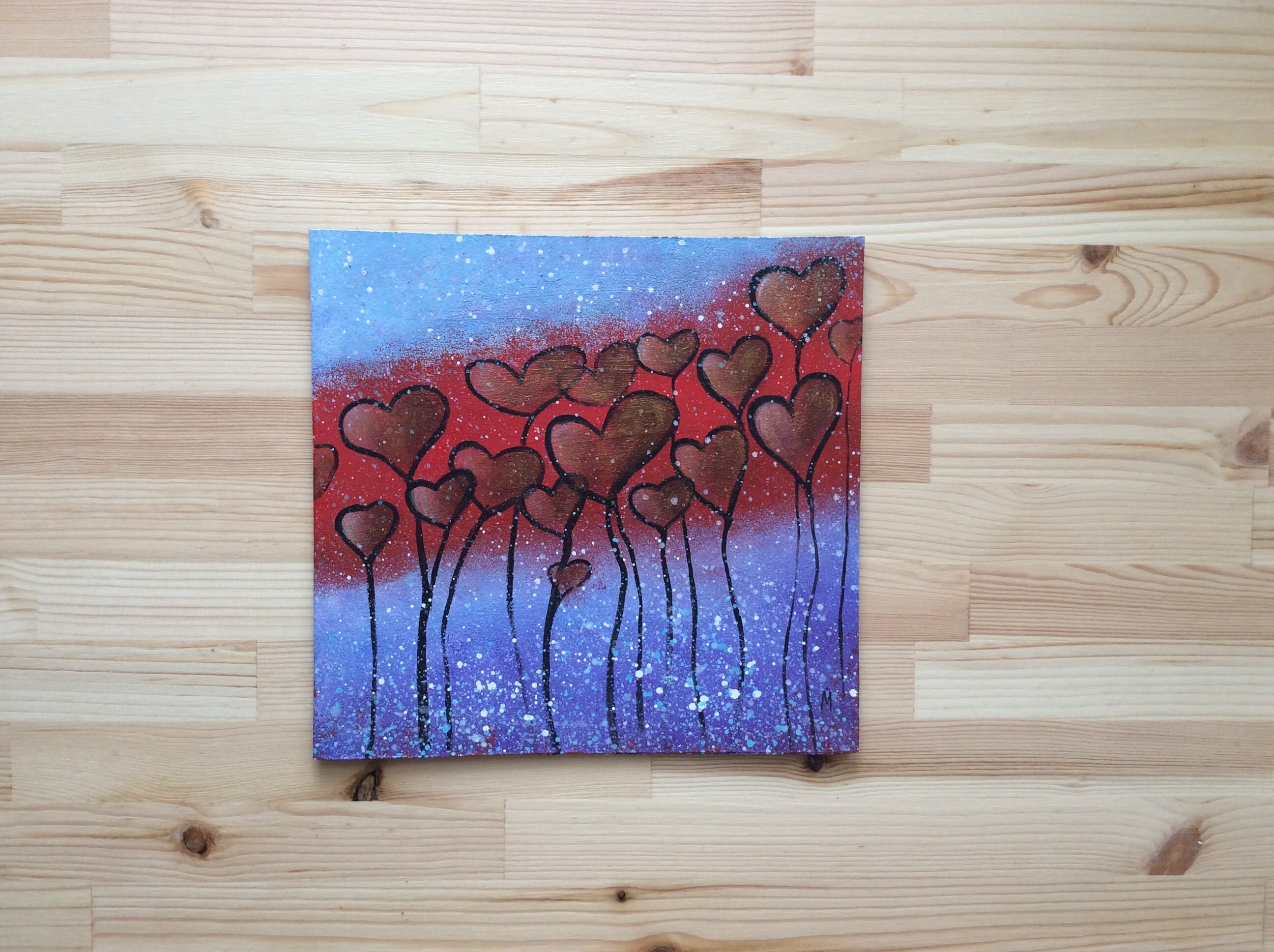 Heart Painting Abstract Original Art Heart Artwork Acrylic Etsy