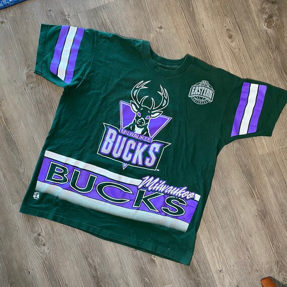 Milwaukee Bucks All Over Print Vintage Shirt Size