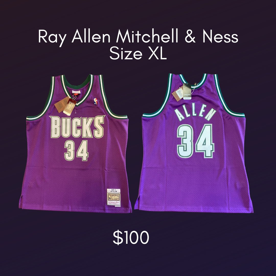 Ray Allen Milwaukee Bucks Mitchell Ness 1996 97 Hardwood Classics Reload  Swingman Jersey Purple in 2023
