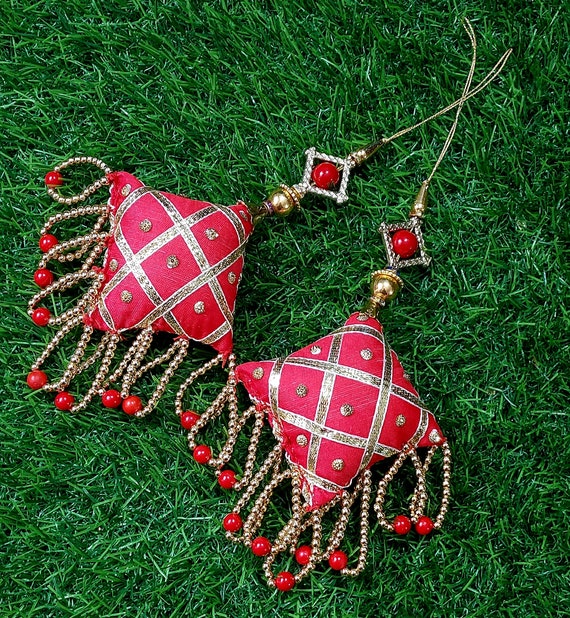 Red Alloy Artificial Diamond Silk Thread Earrings, Size: 4 Inch (length) at  Rs 80/pair in Nagpur