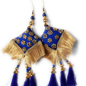 1 Pair Indian Festivals Handmade Latkans Blouse Sari Latkan Fabric latkan Lata Golden Colorful Tassels Long Tassels