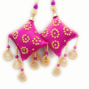 Handmade Work Ethnic Hanging Latkan for Lehenga Latkan Fancy  Colorful  Designer Tassels 2 PC