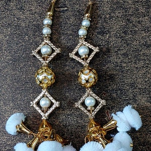 Mirror work latkan Pompom Craft Blouse  latkan, tassels, purse hangings, home décor, Bollywood, Indian, sari, tassel, , Lehanga 1 Pair