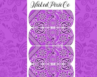 Nail Art Purple Bandana Flower Paisley Nail Decals: Waterslide Nail Art