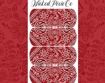 Nail Art Burgundy Bandana Flower Paisley Nail Decals: Waterslide Nail Art