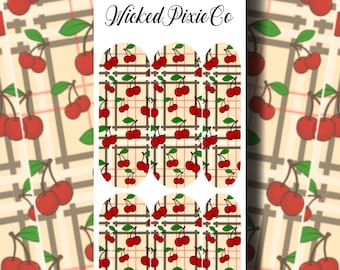 Nail Art Cherry Pattern Waterslide Nail Decals: XL Nail Art Designs