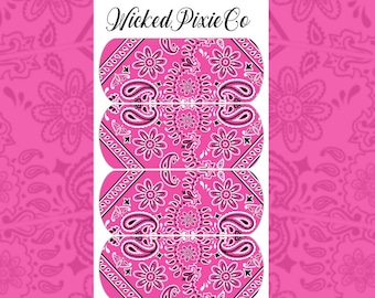 Nail Art Pink Bandana Flower Paisley Nail Decals: Waterslide Nail Art