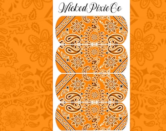 Nail Art Orange Bandana Paisley Nail Decals: Waterslide Nail Art Designs