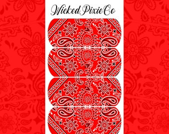 Nail Art Red Bandana Flower Paisley Waterslide Nail Decals
