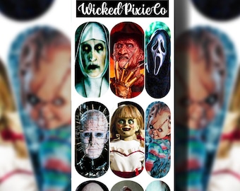 Horror Nail Decals Halloween Scary Water Nail Art for Acrylic Or Press On Nails