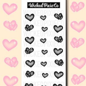 Airbrush Hearts Nail Decals for Acrylic and Press on Nails | 90s Water Nail Decals for Nail Art Designs | Waterslide Decals