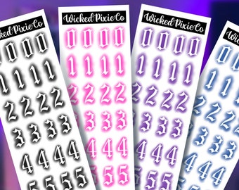 Nail Art Old English Number Nail Decals: Airbrush Waterslide Decals