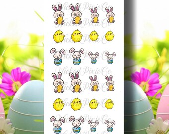 Nail Art Bunny and Chick Easter Nail Decals: Acrylic Press On Nail Art