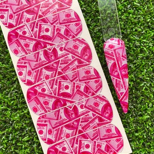 Nail Art Decals Money Dollar Bill Nail Art Waterslide Decals: Colorful Acrylic Press Ons
