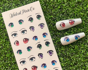 Anime Eye Waterslide Nail Decals for Kawaii Nail Art Designs | Cute Nail Art Supplies