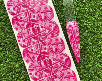 Nail Art Decals Money Dollar Bill Nail Art Waterslide Decals: Colorful Acrylic Press Ons