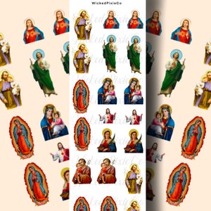 Saints Nail Decals: Jesus, San Judas, Virgen de Guadalupe
