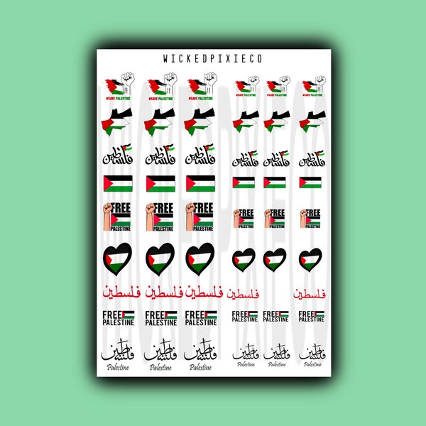 Free Palestine Nail Art Decals for Natural Acrylic or Press on Nails