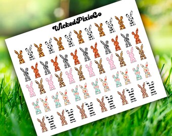 Easter Bunny Nail Art Decals, Animal Print Water Transfer