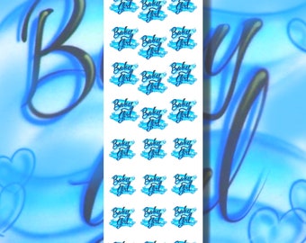 Blue Baby Girl Airbrush Nail Decals