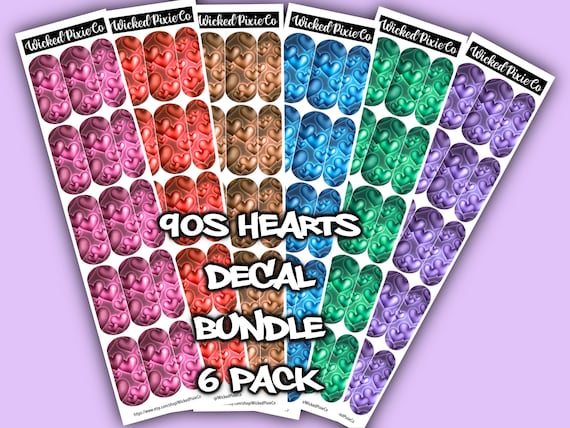 90s Airbrush Hearts Nail Decals Y2k Designs for Acrylic Press on Gel X Nail  Designs Bundle Pack -  Canada