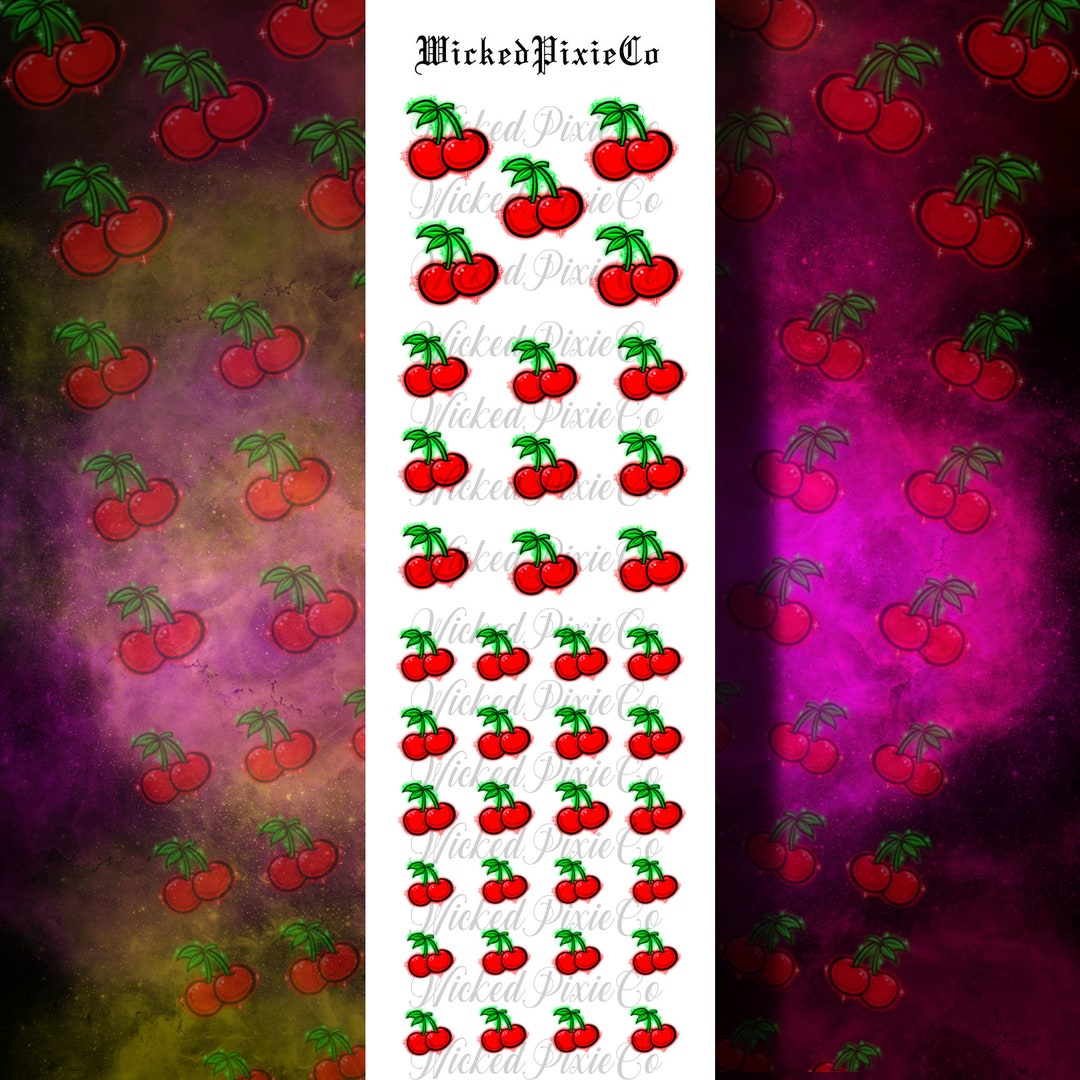 Airbrush Cherry Nail Decals for Acrylic and Press on Nails Etsy UK
