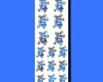 Blue & Black Airbrush Money Nail Decals | Dollar Sign Nail Art Stencils