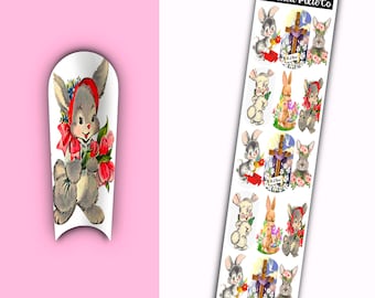 Nail Art Vintage Easter Bunny Nail Decals: He is Risen Nail Art